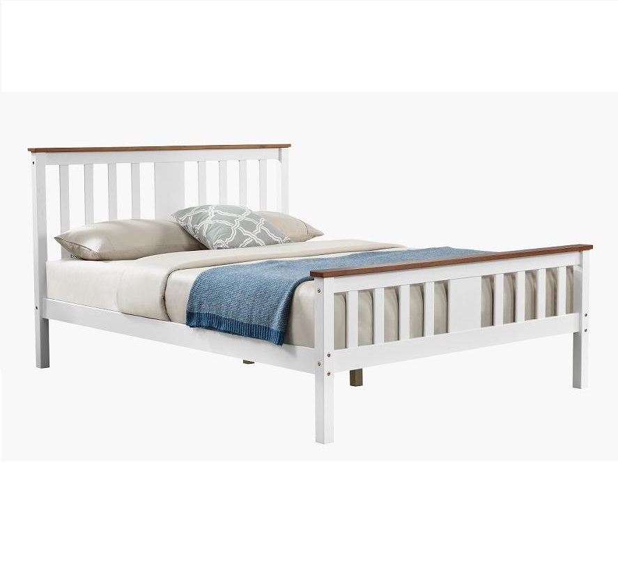 Marco de cama doble de madera blanca